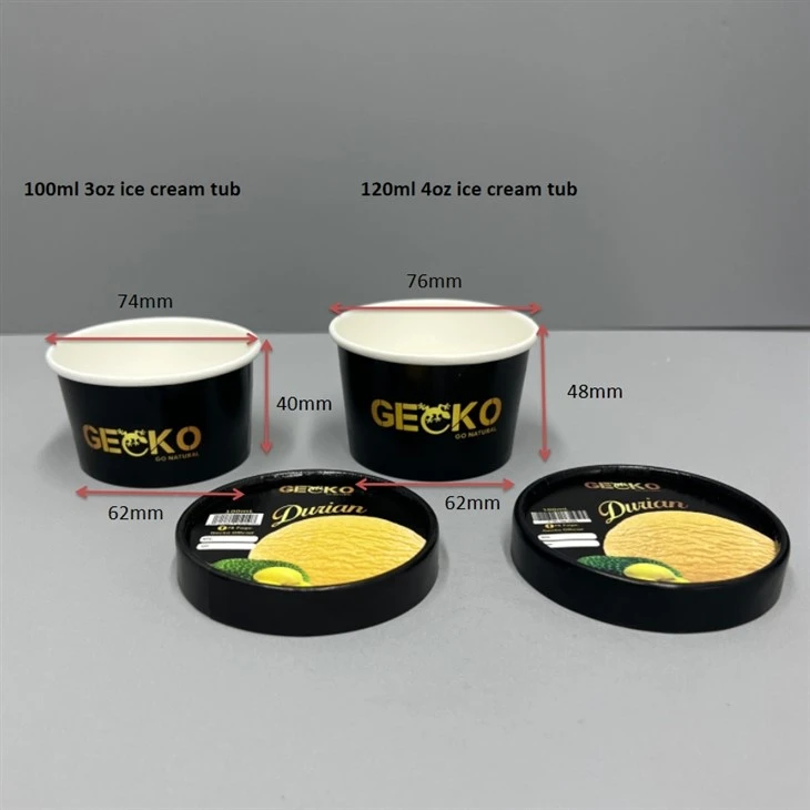 100ml white ice cream cups with lid