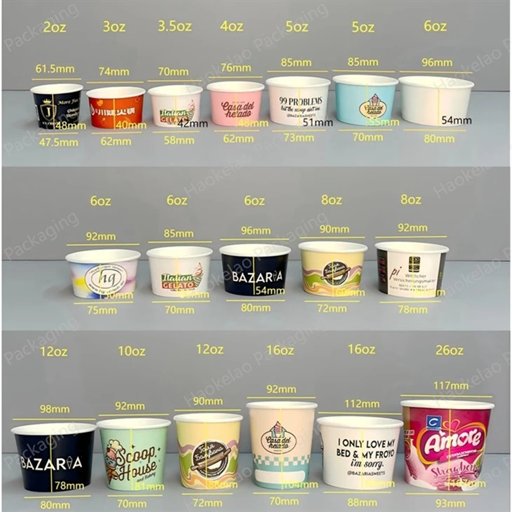 Ice cream cup sizes For Ice cream supplier